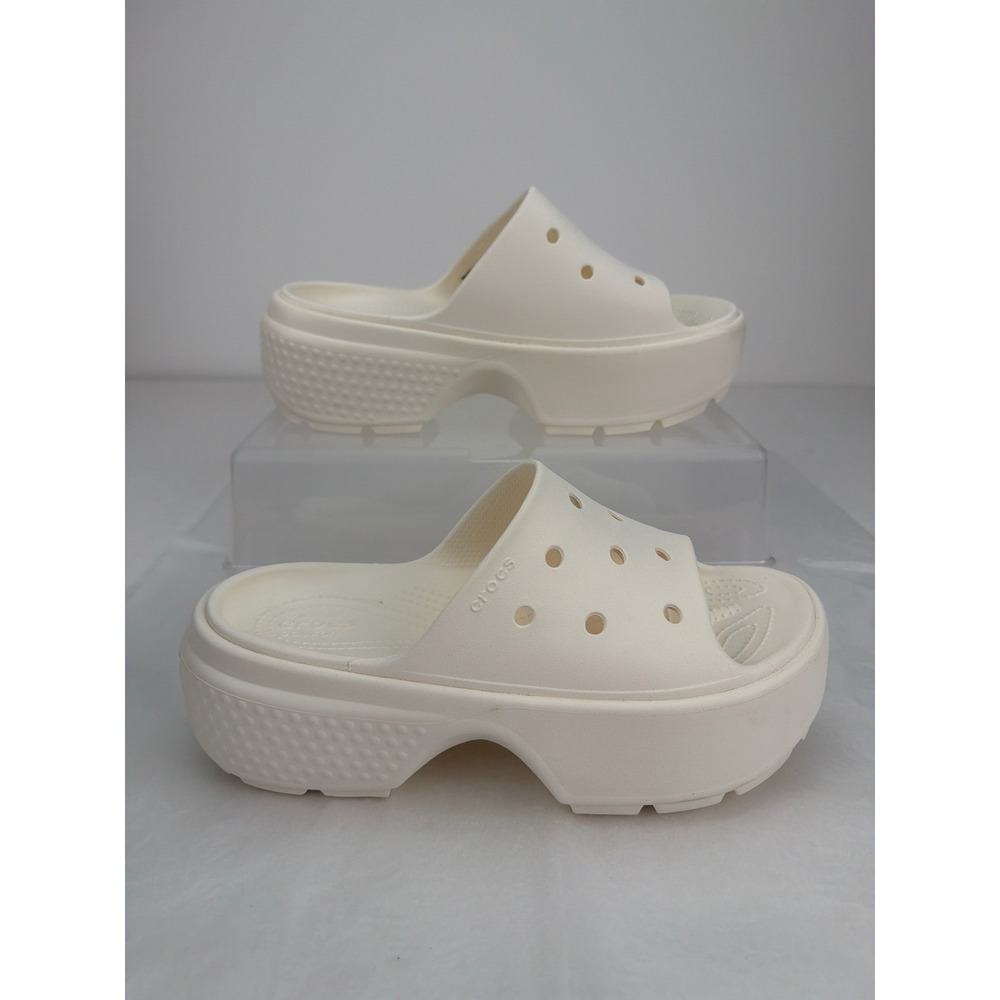 Crocs Stomp Platform Slides Unisex M7 W9 White Chunky Streetwear Sandals